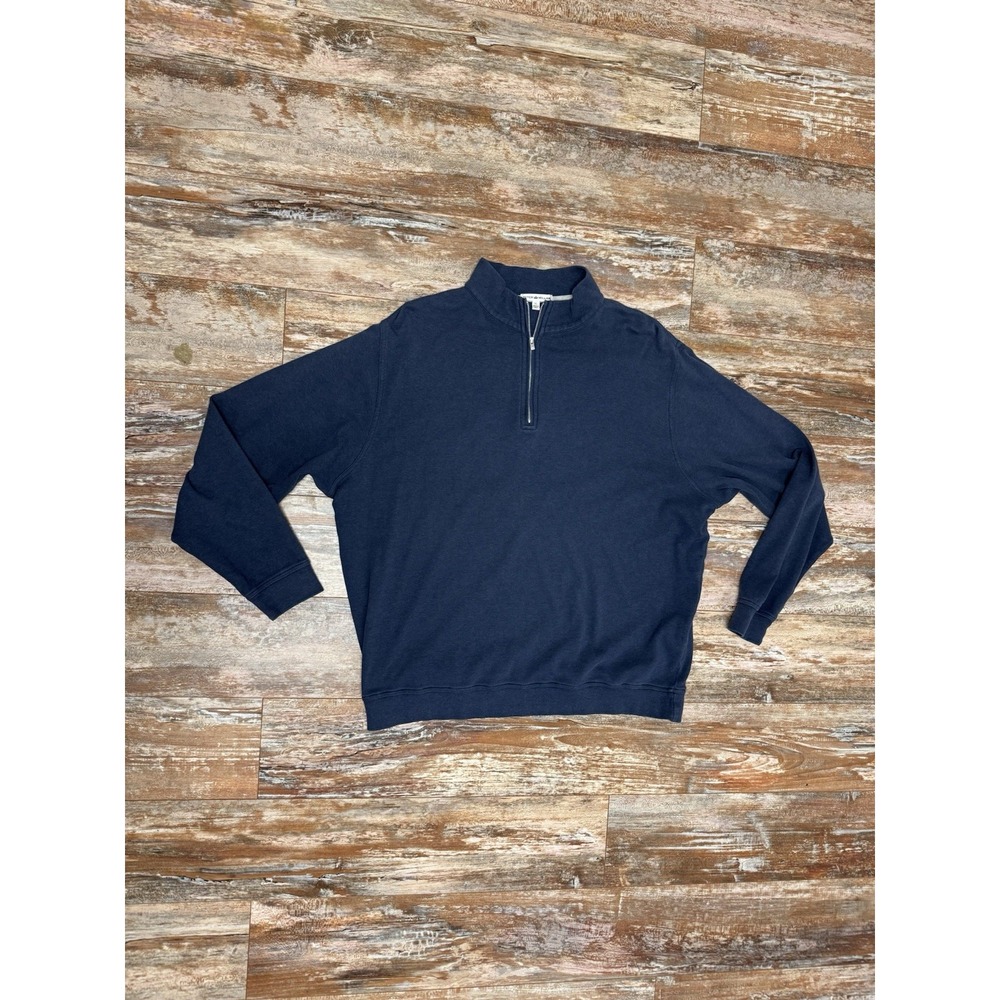 Mens Peter Millar Dark Blue 1/4 Zip Pullover Sweater Size XL Golf Casual